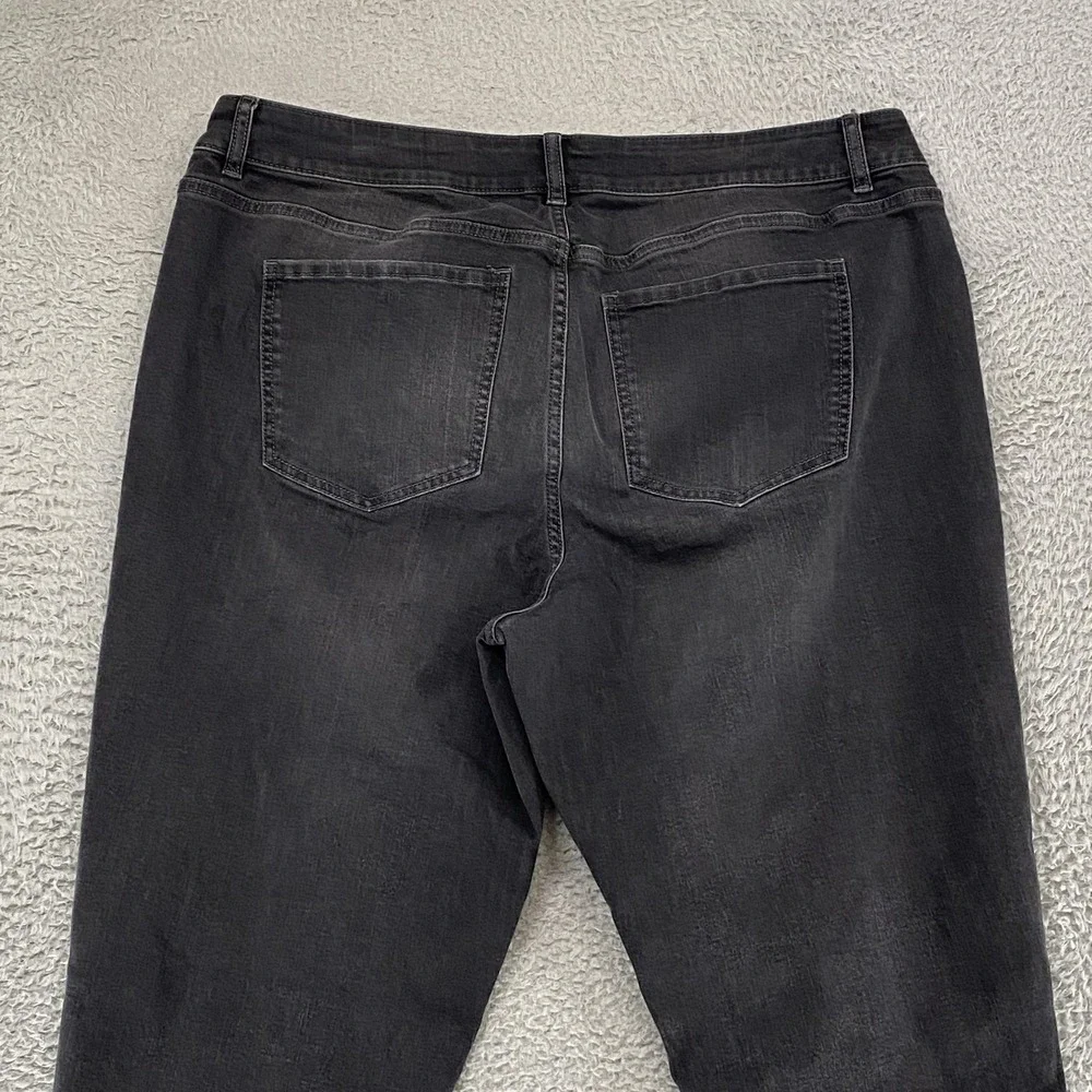 Lane Bryant Low Rise Girlfriend‎ Jeans Womens 18 Charcoal Distressed Sequin Crop